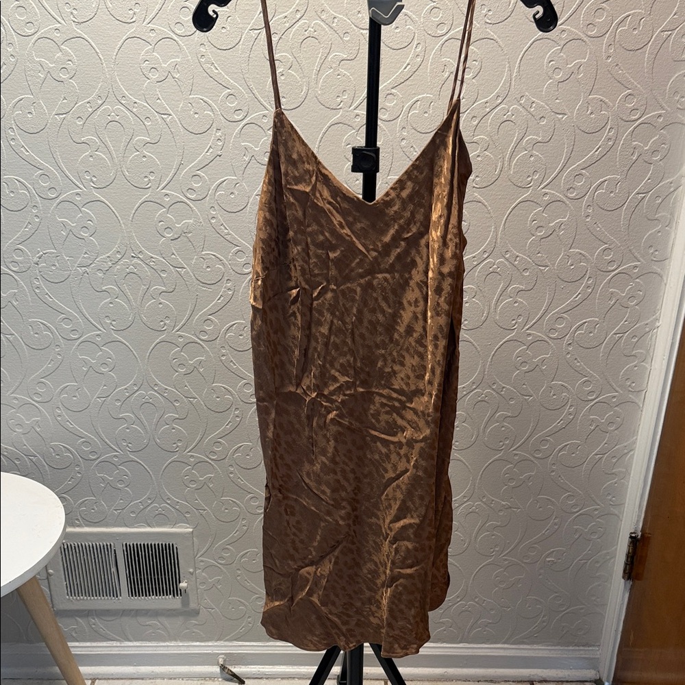 Topshop Copper Satin Slip  Dress